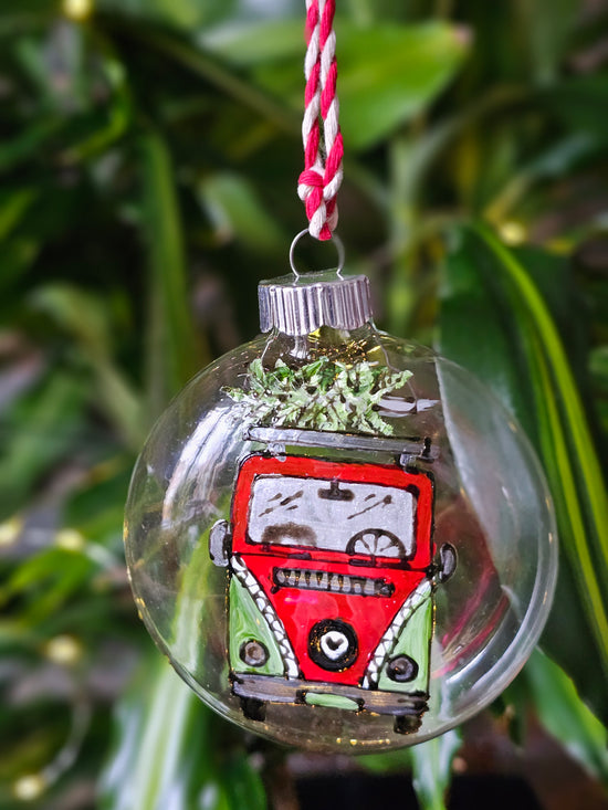 Ornement en verre Westfalia et sapin