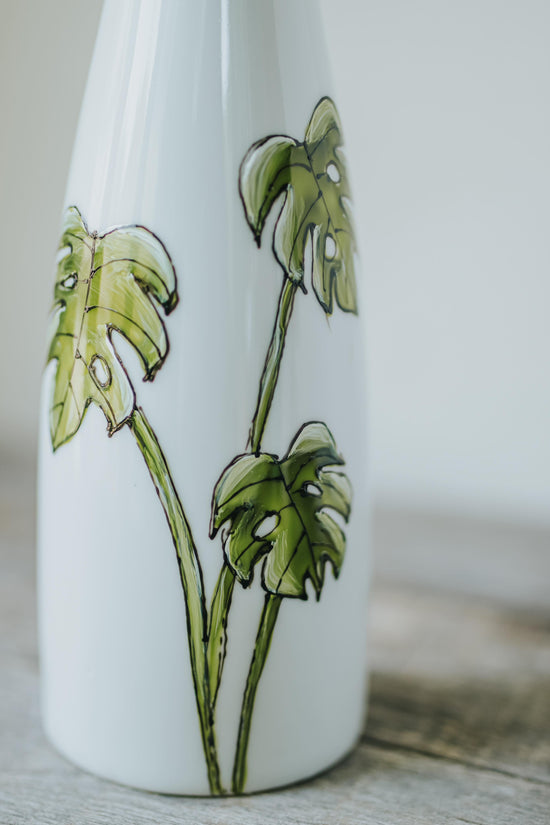 Bouteille huile ou vinaigre | plante Monstera