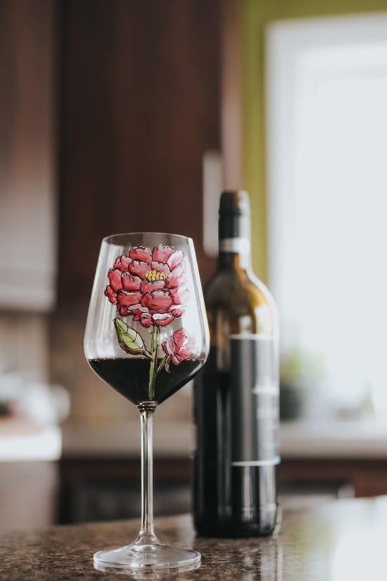 Verre sur pied design pivoine Pero