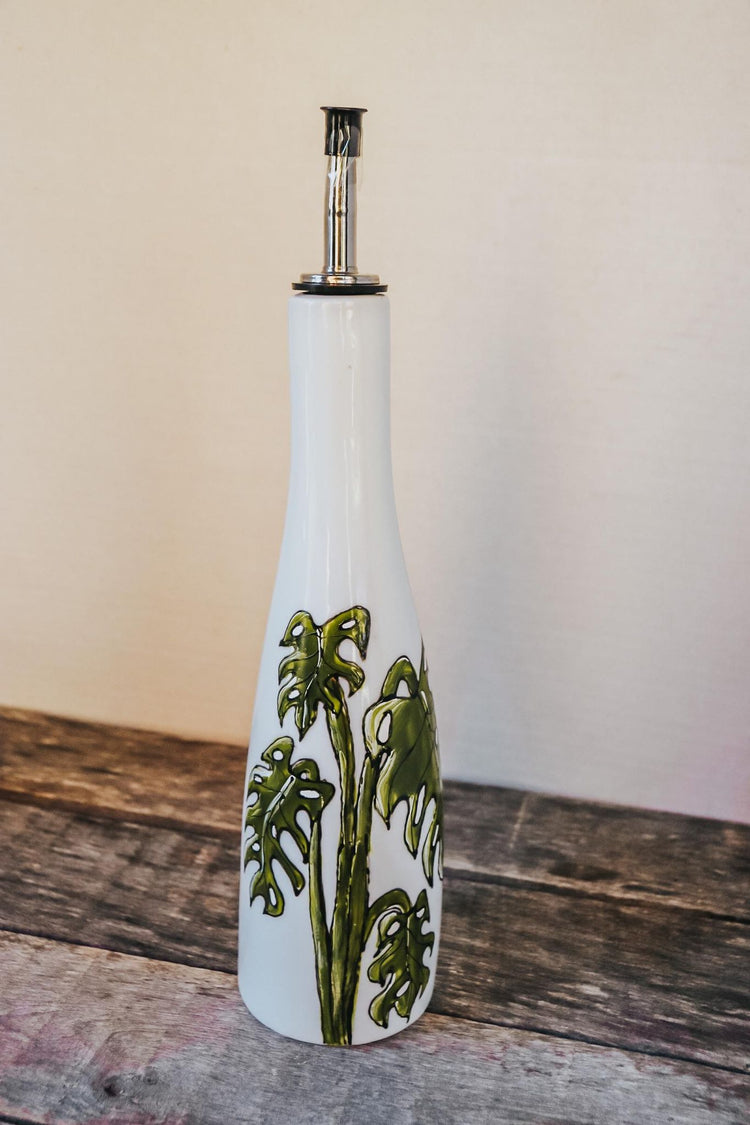Bouteille pour huile, vinaigre ou sirop d'érable peint à la main