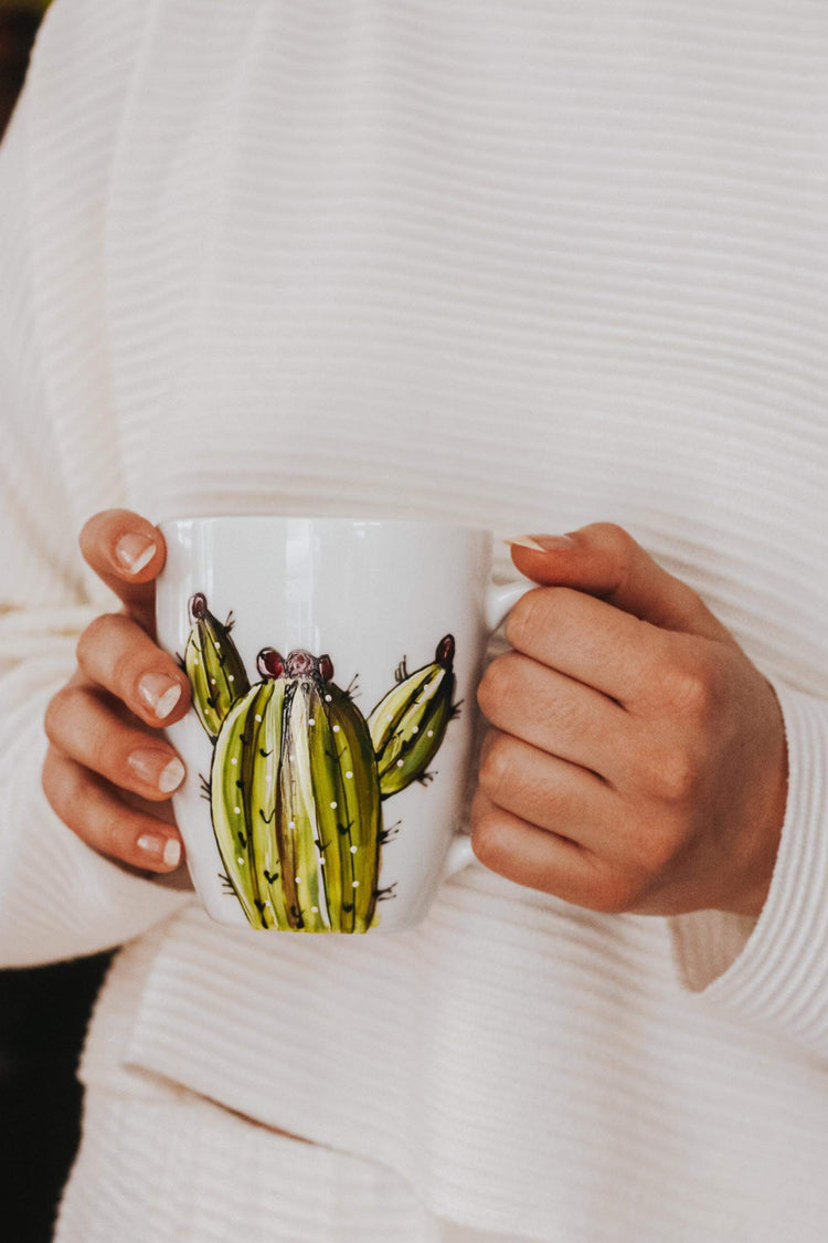 Tasse personnalisé design cactus peint à la main Pero