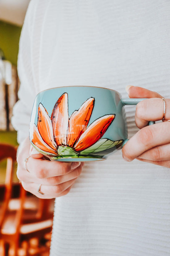 Duo tasse et assiette fleur