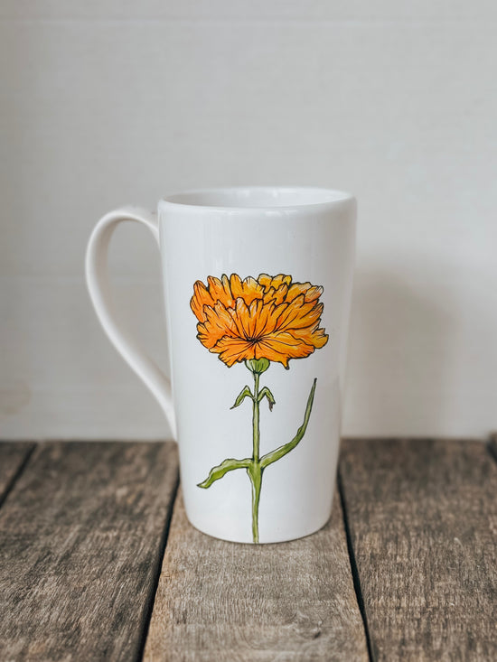 Grande tasse en grès collection fleur marigold pour thé