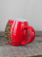 Boreal design red stoneware mug