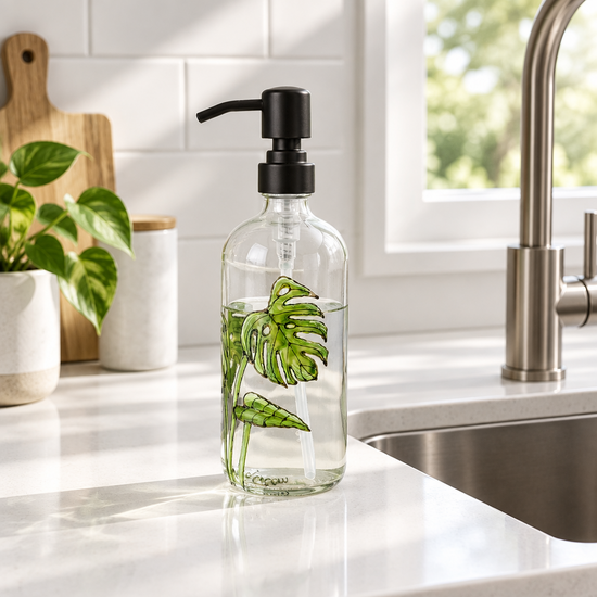 Botanical design soap dispenser