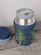 Hand-painted boreal design steel blue thermos