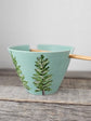 Blue gray bowl with boreal design, hand-painted gift idea