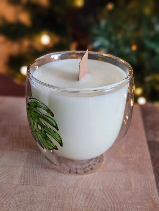 Monstera plant candle