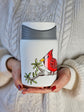 Thermos blanc mat design cardinal peint à la main