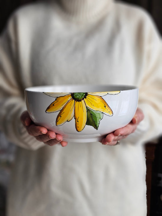 White soup bowl yellow flower design