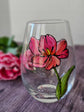 Duo of fuchsia pink tulip design stemless glasses