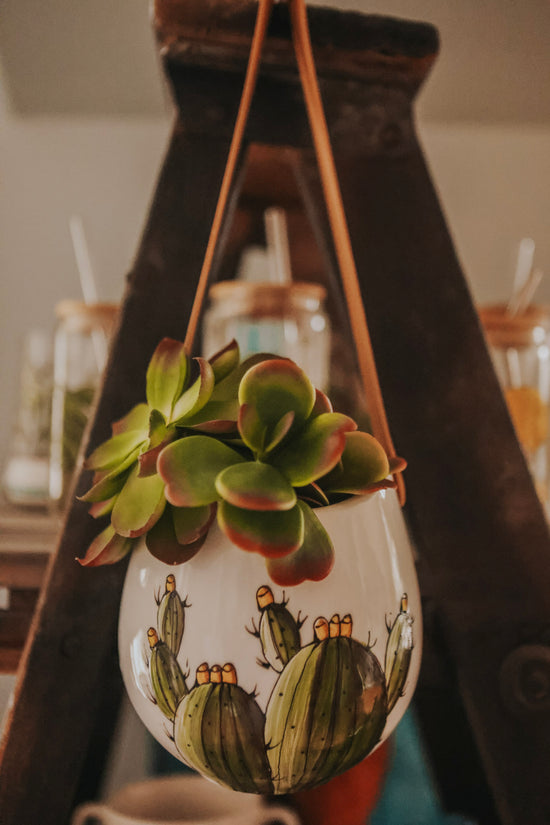 Cactus design porcelain wall planter