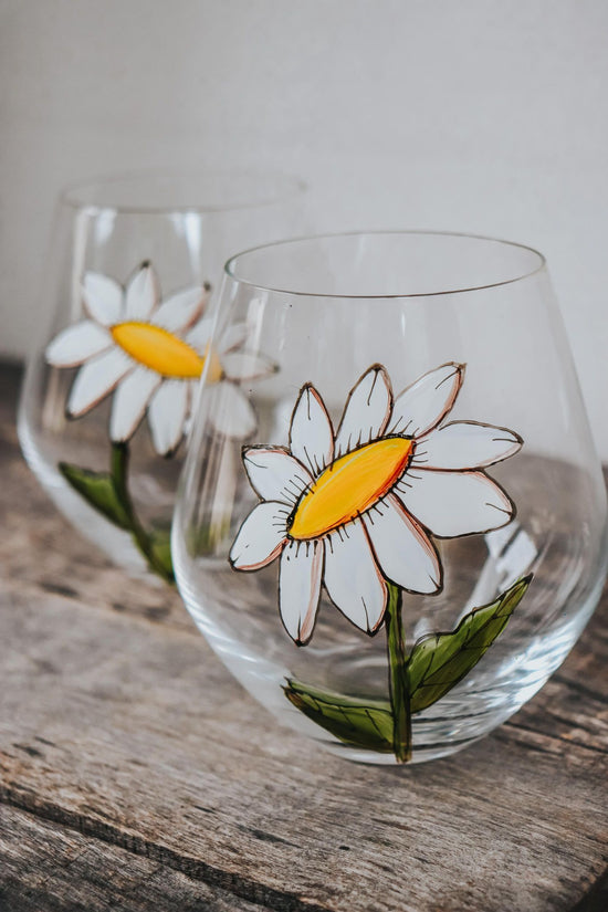 Duo de verre sans pied design marguerite