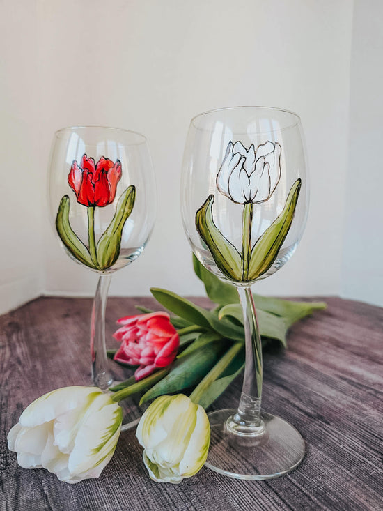 Duo de verres sans pied design 2 tulipes