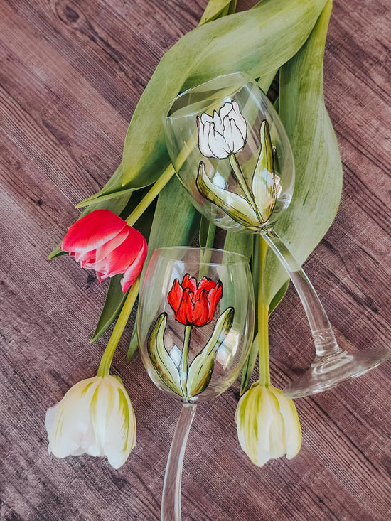 Duo de verres sans pied design 2 tulipes