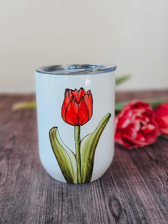 Red tulip design insulated glass