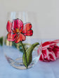 Duo de verres sans pied design tulipes rose fushia