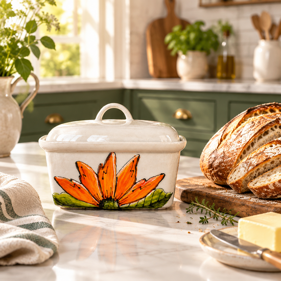 Beurrier 1 livre design fleur orange en porcelaine