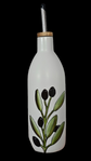 Bouteille pour huile ou vinaigre peinte à la main design olives kalamata