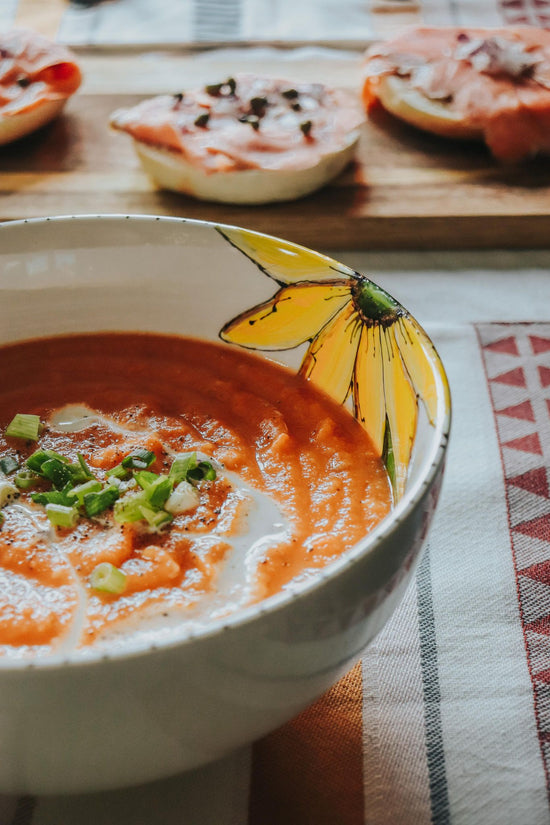 Bol de service design fleur  jaune