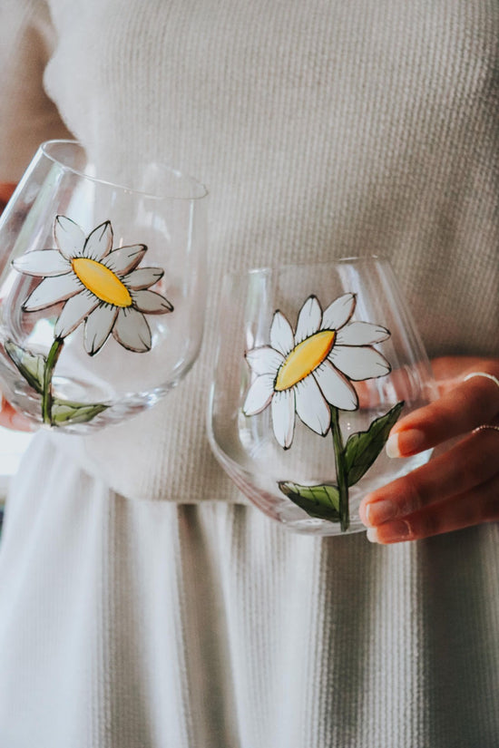 Duo de verre sans pied design marguerite