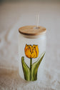 Verre format canette design tulipe jaune