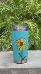 Turquoise insulated bottle with monstera plant design