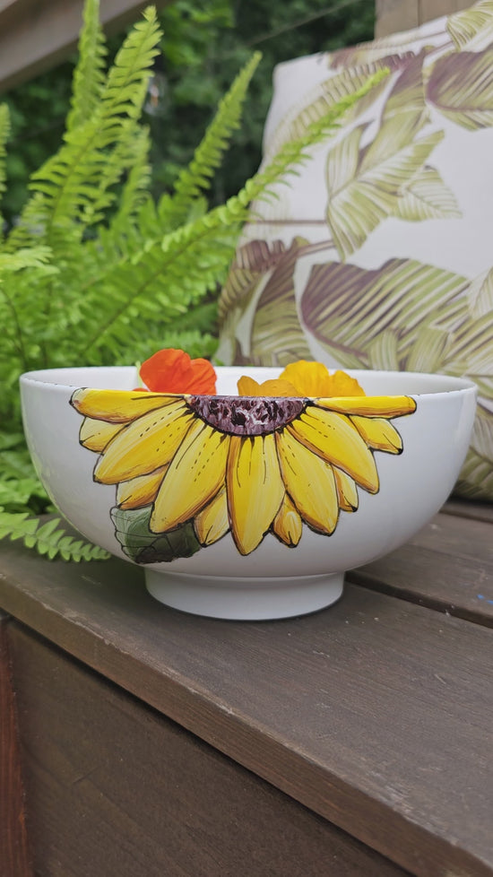 Bol de service design fleur gerbera jaune