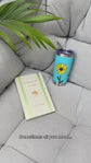 Turquoise insulating water bottle with sunflower design