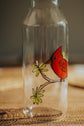 Cardinal bird design glass water carafe | table art