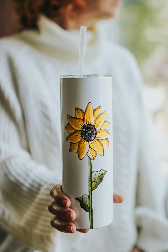 20 oz sunflower reusable water bottle