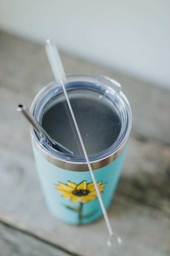 Gourde isolante turquoise design tournesol