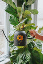 Sunflower botanical design black metal watering can