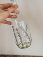 Glass bottle for oil or vinegar hand painted lavender design