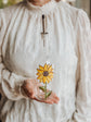 Glass bottle for oil or vinegar hand painted sunflower design