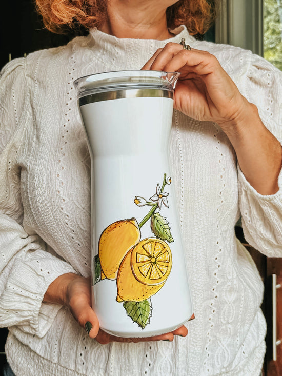 Carafe isolante en acier design citron