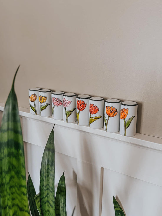 Ensemble de Salière et poivrière peinte à la main par Pero tulipes rouges