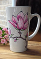 Large stoneware mug, 2 flowers on each side, for coffee