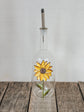 Glass bottle for oil or vinegar hand painted sunflower design