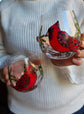 Duo de verres sans pied oiseau cardinal