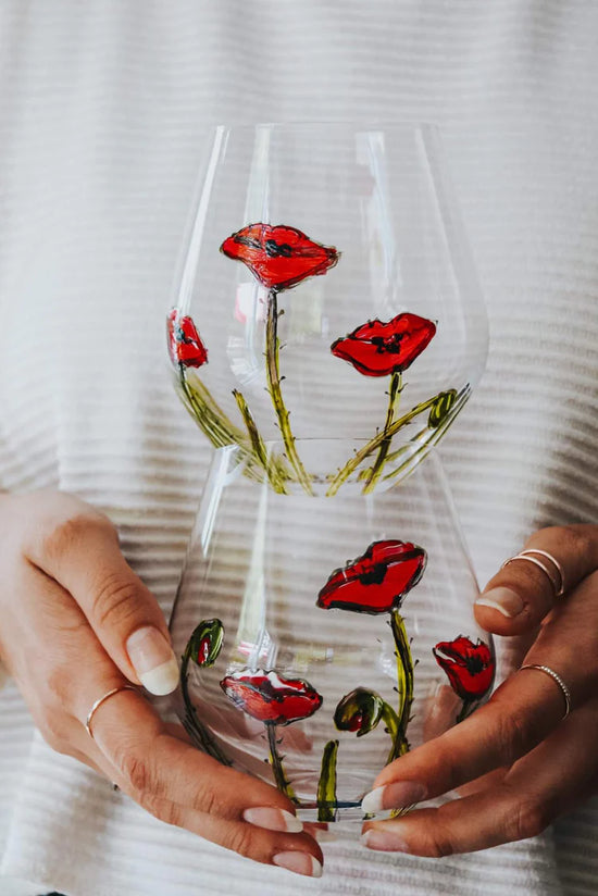 Duo de verres sans pied design coquelicots