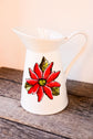 Pichet en porcelaine design fleur rouge
