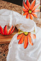 Water carafe and 1 duo of stemless glasses orange flower design