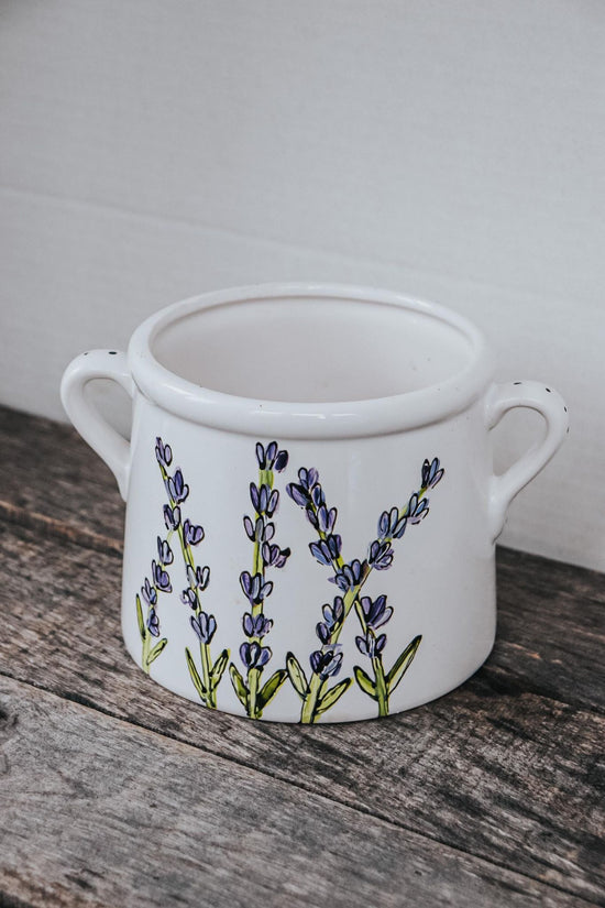 Cache-pot peint à la main design lavande Pero par Sophie Perreault