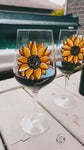 Duo de verres à vin design fleur tournesol