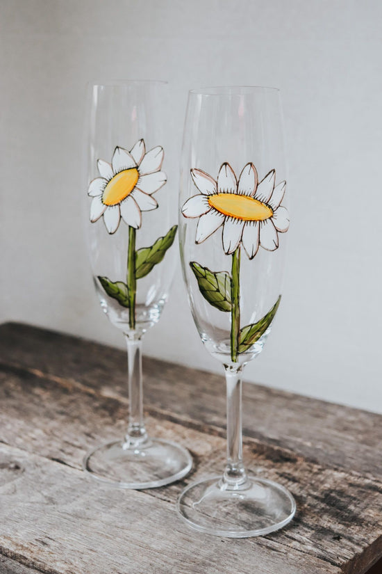 Duo de flûtes à champagne marguerite