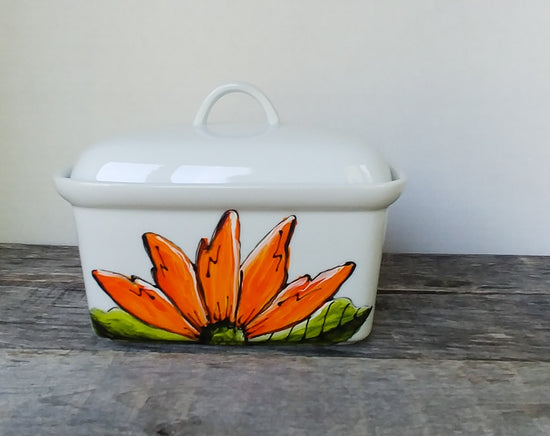 Beurrier 1 livre design fleur orange en porcelaine