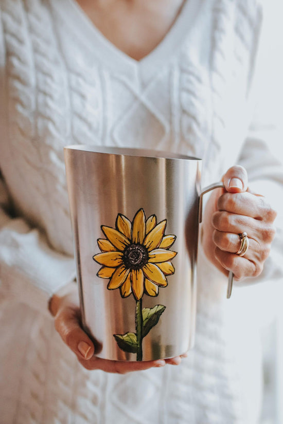 Pichet pour sac de lait en acier design tournesol