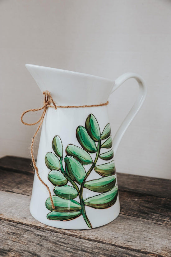 Pichet en porcelaine design plante eucalyptus