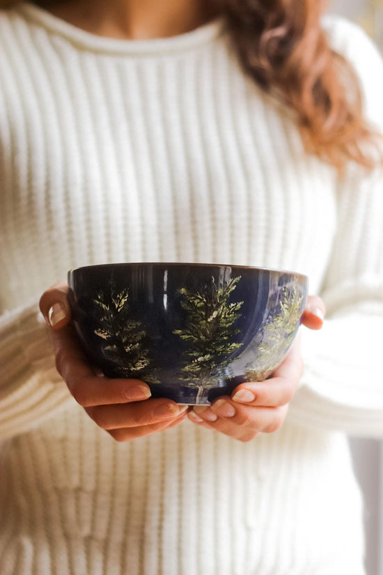 Bol bleu méditerranéen design boréal, idée cadeau peint à la main